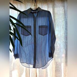 Blue Pinestriped Button Front Shirt
